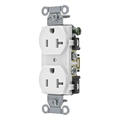 Receptáculo Dúplex / 20 A / 125 V / 2 Polos 3 Hilos / Calibre 14-10 AWG / Montaje en Pared