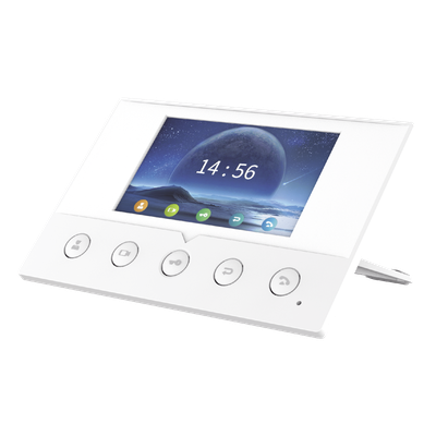 Monitor IP/SIP / Pantalla Capacitiva 4.3″ / Wi-Fi 2.4 GHz / Audio HD Bidireccional / PoE / 8 Entradas de Alarma / RS485 / H.264 1080p