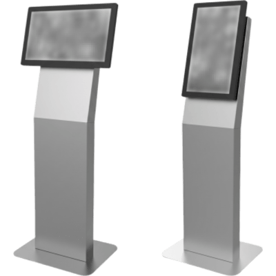 Kiosco para Pantalla Indoor / Orientación Dual / 15″ a 32″ / VESA 100×100 a 200×200 / Base Rectangular / Gestión de Cables