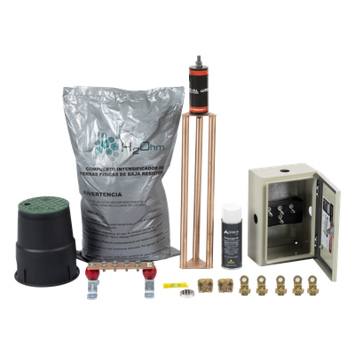 Kit de Puesta a Tierra / Electrodo Magnetoactivo 50 x 11.5 cm / Capacidad 45 A / Resistencia < 2 Ω / NEMA 4 / Sin Mantenimiento 20 Años
