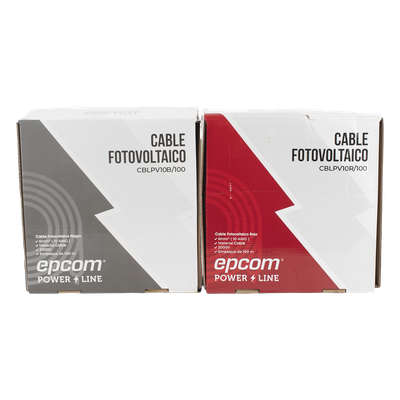 Kit Cable Fotovoltaico / 2 Rollos de 100 m (328 ft) / Calibre 10 AWG (6 mm²) / Cobre Tipo PV / 1000/2000 V / -40°C a 120°C
