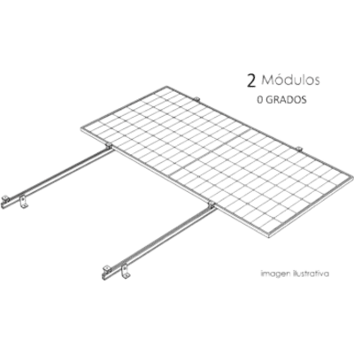 Sistema de Montaje Solar / Techo Plano / 1 Módulo / Inclinación 15° / Resistencia Viento 140 km/h / Área 4 m² (43.1 ft²)