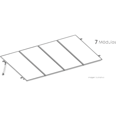 Estructura de Montaje Fotovoltaico / Losa Plana / Viento 170 km/h / Inclinación 10° / Rieles E-O 3.55 m (11.65 ft) / Rieles N-S 2.14 m (7.02 ft) / Altura 0.52 m (1.71 ft) / Área 10 m² / Módulos 645 W