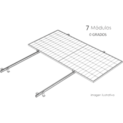 Sistema de Montaje Solar / Techo Plano / 1 Módulo / Viento 140 km/h / Inclinación 15° / Área 4 m²