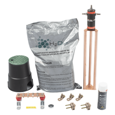 Kit de Puesta a Tierra / 30 A / Resistencia < 2 Ω / Electrodo Magnetoactivo / Compuesto Higroscópico