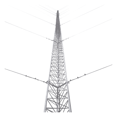 Torre Arriostrada de Piso / 51 m (167.3 ft) / 17 Tramos / Carga Axial 500 kg / Resistencia Viento 200 km/h / Galvanizado Electrolítico ASTM B-633 / Ancho de Cara 45 cm