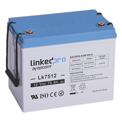Batería de Respaldo AGM-VRLA / 12 V / 75 Ah / Terminales T3 / UL Certificada / Libre de Mantenimiento