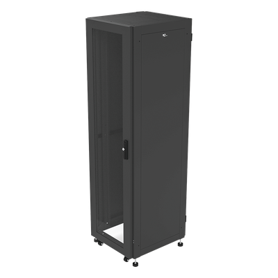 Gabinete Rack 19″ / 42UR / 600 x 600 mm / Puerta Seguridad 3 Puntos / Cristal Templado / Laterales Desmontables