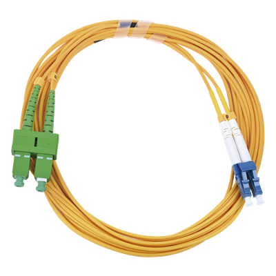 Jumper de Fibra Óptica / Monomodo 9/125 / LC/UPC-SC/APC / Dúplex / 2.0 mm PVC / 3 m (9.84 ft) / Amarillo
