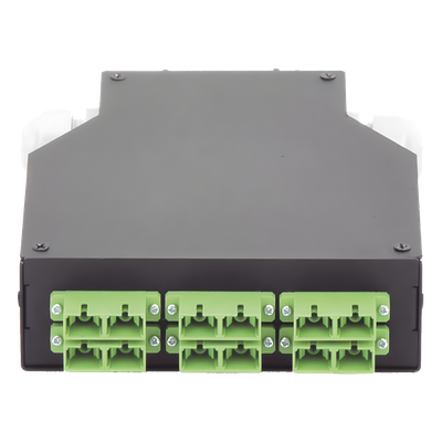 Distribuidor de Fibra Óptica / Riel DIN / 6 Acopladores SC/APC Dúplex Monomodo / Charola 24 Fusiones / 1.57 x 4.96 x 5.59 in