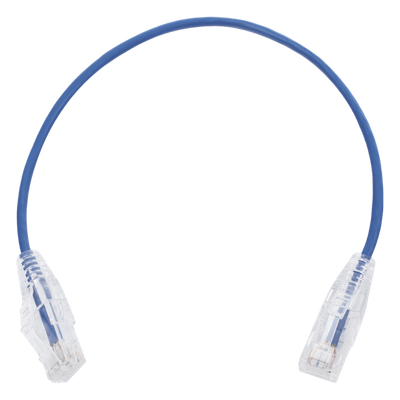 Cable de Parcheo Slim UTP Cat6 / 30 cm (0.98 pies) / 28 AWG / Azul / 1 Gbps