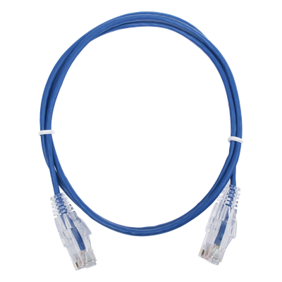 Cable de Parcheo Slim UTP Cat6 / 1 m (3.28 ft) / 28 AWG / Azul / Sin Blindaje / 1 Gbps