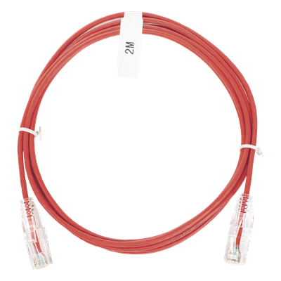 Cable de Parcheo Slim UTP Cat6 / 2 m (6.56 ft) / 28 AWG / RJ45 Chapado en Oro / Rojo