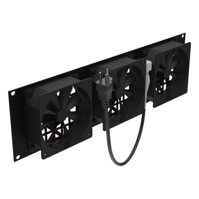 Kit de Ventilación para Rack / 3 Ventiladores 12 x 12 cm / 110 Vca / Clavija 5-15P / 1.8 m (5.9 ft) de Cable / 19″ Ancho