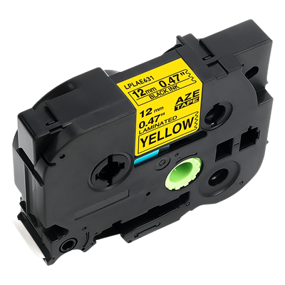 Cartucho de Etiquetas Laminadas / Negro sobre Amarillo / 12 mm (1/2″) / 8 m (26.2 ft) / Alta Visibilidad para Cables / Compatible Brother