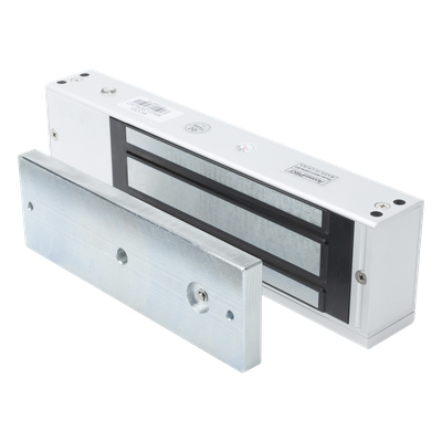 Chapa Magnética Electromagnética / 1200 lbs (544.3 kg) / Doble Voltaje 12/24 VCC / Sensor de Placa / LED Indicador / Interior