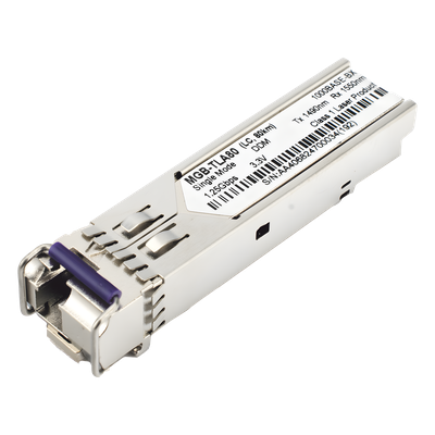 Transceptor SFP Industrial / 1000BASE-BX / Monomodo 80 km (49.7 mi) / LC Simplex / DDM / Temperatura Amplia -40~85 °C