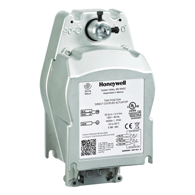 Actuador de Dos Posiciones / Acción Rápida con Retorno por Resorte / 120 VAC / 80 lb-in / UL555S hasta 350 °F / 95° ± 3°