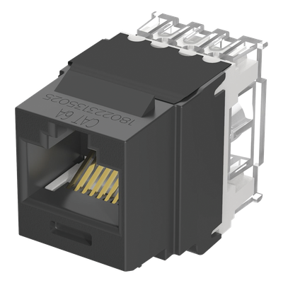 Conector Keystone / Cat 6A / 8P8C / UTP / 22-26 AWG / T568A/B / 50 μin Oro / Negro