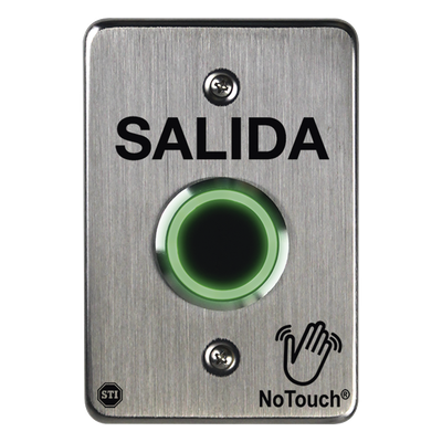 Botón de Salida NoTouch / IR Sin Contacto / Acero Inoxidable 304 / Tiempo Ajustable 0.5-20 s / Contacto Seco C / LED Bicolor