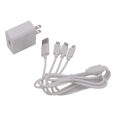 Cargador de Pared USB / 3 Puertos / Salida 5 Vcc 2 A / Cable Extensor 1.2 m (3.9 ft) / Entrada Universal 100-240 Vca / Multi-conector
