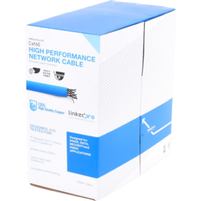 Cable de Red UTP / Cat6 / 24 AWG / 305 m (1000 ft) / 100% Cobre / 250 MHz / CM / Interior / Azul
