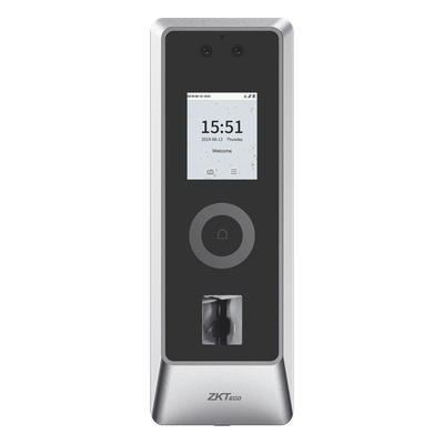 Terminal de Control de Acceso / Reconocimiento Facial y Huella Digital / 50,000 Usuarios / 30,000 Rostros / IP66 IK07 / TCP/IP Wiegand RS485 / Exterior / 2.7 x 7.7 x 1.1 pulgadas