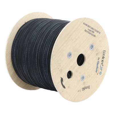 Carrete de Fibra Óptica Aérea Drop / G.657A2 / Monomodo 1 Hilo / Forro LS0H 3 mm / 2 km (6,562 ft) / Figura 0