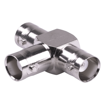 Adaptador RF / Triple BNC Hembra en T / 50 Ohm / Cuerpo Niquelado / Contacto Plateado / Aislante Teflón