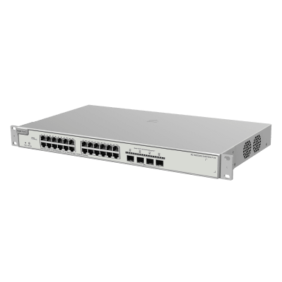 Switch Administrable PoE+ / 24 Puertos Gigabit / 4 SFP+ 10 Gb / Capacidad 128 Gbps / 370 W PoE / Gestión Cloud