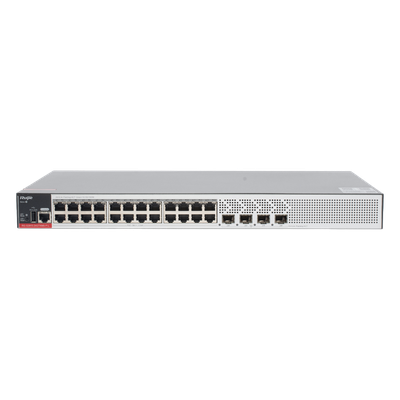 Switch PoE+ / 24 Puertos Gigabit / 4 Uplink SFP 2.5G / 370W PoE / 68 Gbps / 10 kV Surge / 1.72 in