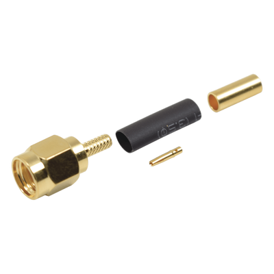 Conector SMA Macho Inverso / Anillo Plegable / Bronce con Oro / RG-174/U, RG-316/U