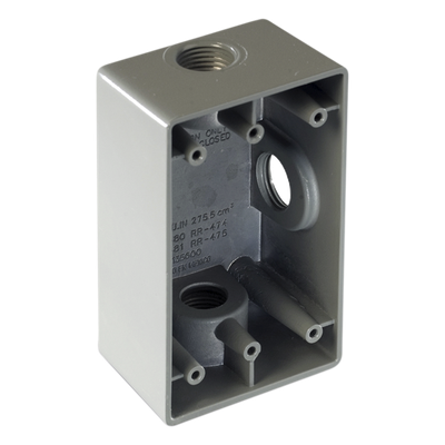 Caja Condulet FS / 1/2″ (12.7 mm) / Tres Bocas / Aluminio Diecast / Intemperie / 275.5 cm³ / UL 514A-B