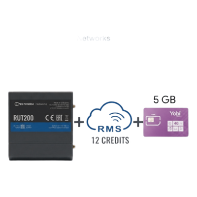 Router Industrial 4G LTE / Cat 4 150 Mbps / Wi-Fi 2.4 GHz / -40°C a 75°C / Gestión RMS / Kit con SIM 5GB/Mes Año