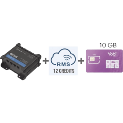 Router Teltonika LTE/4G RUT901 + 12 creditos RMS  + SIM de YOBI de 10GB por Mes durante un año de servicio (solo datos)
