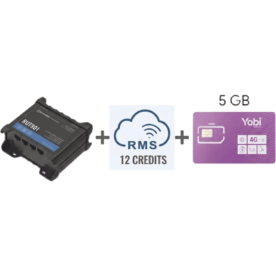 Router Teltonika LTE/4G RUT901 + 12 creditos RMS  + SIM de YOBI de 5GB por Mes durante un año de servicio (solo datos)