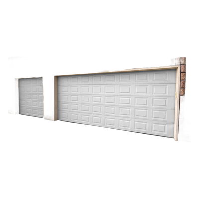 Puerta de Garage Seccional / Panel 43 mm / Lámina Calibre 26 / Densidad 45 kg/m³ / Diseño Americano 4 Secciones / Aislamiento Térmico y Acústico