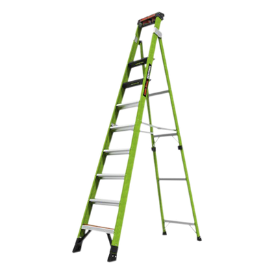 Escalera de Fibra de Vidrio / 3.05 m (10 ft) / Capacidad 170 kg (375 lbs) / Tipo IAA / Doble Configuración / Almohadilla Giratoria / Peldanos Extra Anchos