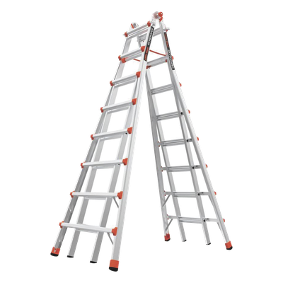 Escalera Telescópica en A / Aluminio / Altura Ajustable 2.44 m a 4.57 m (8 ft a 15 ft) / Capacidad 150 kg / Compacta 2.31 m (7.6 ft)