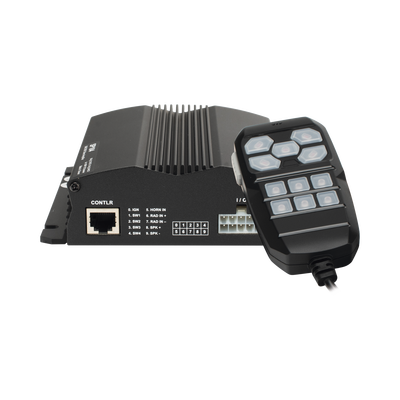 Sirena Vehicular / 100W / Multivoltaje 12~24 VCD / 22 Ciclos de Tono / 4 Salidas Auxiliares / Megafonía y Radio Integradas