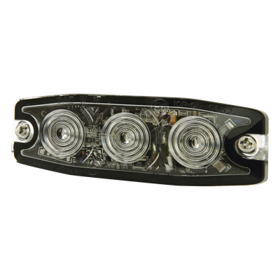 Luz Auxiliar de Advertencia / 3 LED / Ámbar / SAE Clase 1 / Multivoltaje 12~24 VCC / Perfil 6.6 mm (0.26″) / Memoria No Volátil