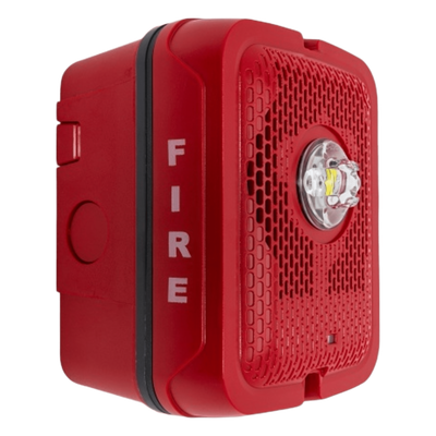 Bocina con Estrobo para Exterior / NEMA 4X / IP56 / 86 dB / 25/70 V / Estrobo 24 VCC Regulado / Color Rojo