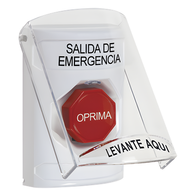 Botón de Emergencia / Texto en Español / Cubierta de Policarbonato / Restablecimiento con Llave / Rango -40 a 121°C / Sellado NEMA 3R