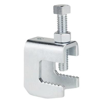 Mordaza de Acero Fija / Varilla Roscada 1/4″ / Viga hasta 3/4″ / Resistencia 570 kg / Par de Instalación 17 Nm