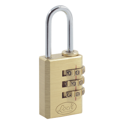 Candado de Combinación / Cuerpo Latón 20 mm / Gancho 3 mm / 3 Pasos de Seguridad / Nivel 3 / Discos Programables