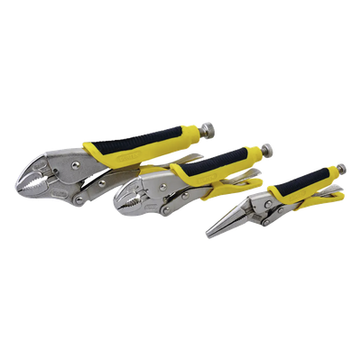 Juego de Pinzas de Presión / 3 Piezas / Acero al Cromo Molibdeno / Mangos Bimateriales Aislantes / ASME B107.500