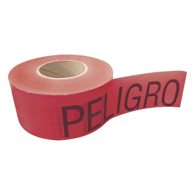 Cinta de Barricada / 100 m (328.1 ft) / Ancho 76 mm (3″) / Polipropileno UV / Espesor 0.4 mm / Leyenda PELIGRO