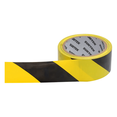 Cinta de Señalización / Adhesivo Acrílico / Espesor 0.105 mm / Ancho 48 mm / Largo 18 m / Colores Amarillo-Negro / Alta Visibilidad
