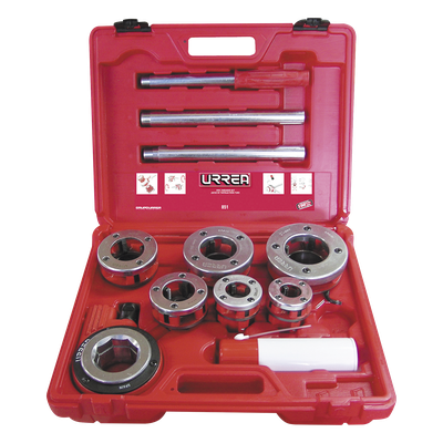 Juego de Tarraja para Tubo / 9 Piezas / Rosca Derecha NPT 1/2″ a 2″ / Portafolio Plástico Rígido / Incluye Aceite Lubricante