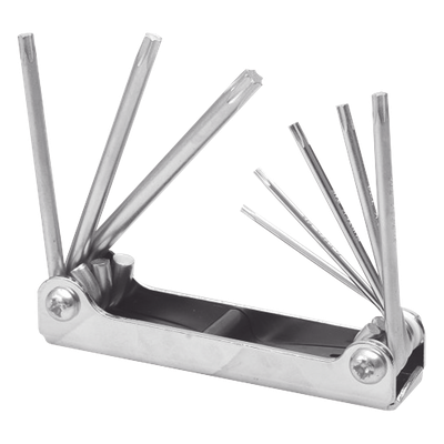 Juego de Llaves Torx / 8 Piezas T9-T40 / Estuche Metálico Tipo Navaja / Acero Cromo Vanadio / 16 x 4.5 x 2 cm